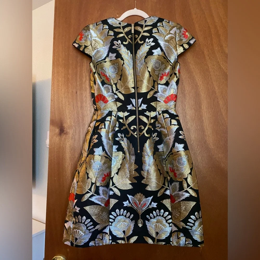 Ted Baker Imoen Opulent Orient Jacquard Dress Womens Size 1 US 4 Pocket Cocktail - Picture 6 of 11